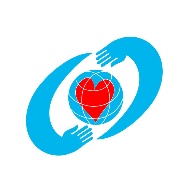 Two hands holding planet earth Environmental icon vector. - Vector, Image