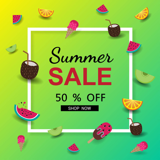 Summer sale background layout for banners.Vector illustration template. - Vector, afbeelding