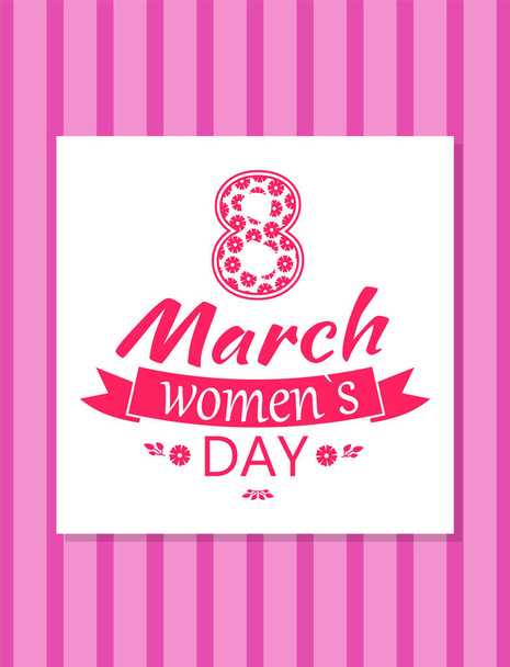 Greeting Card Design 8 March Womens Day Postcard - ベクター画像
