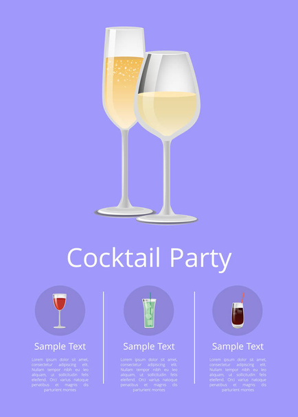 Cocktail Party Menu Advertisement Poster Champagne - Vektor, Bild