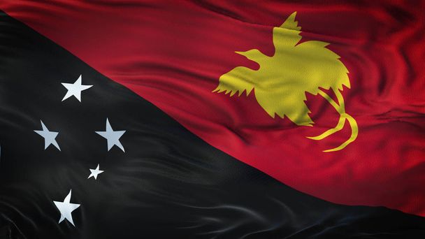 PAPUA NEW GUINEA Realistic 3D Waving Flag with highly detailed fabric texture in 4k resolution.  - Photo, Image