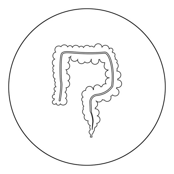 Ícone intestinal cor preta em círculo ou ilustração vetorial redonda
 - Vetor, Imagem