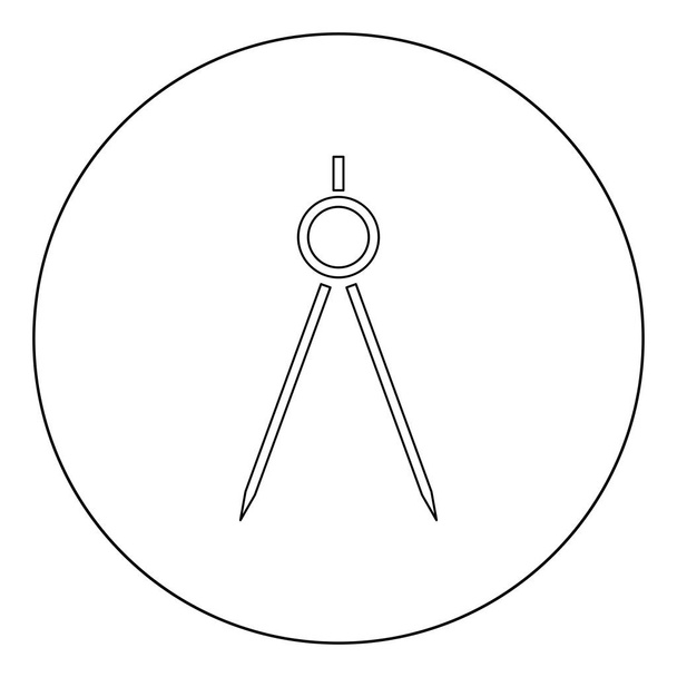 Par de brújulas icono de color negro en círculo o ilustración vectorial redonda
 - Vector, imagen