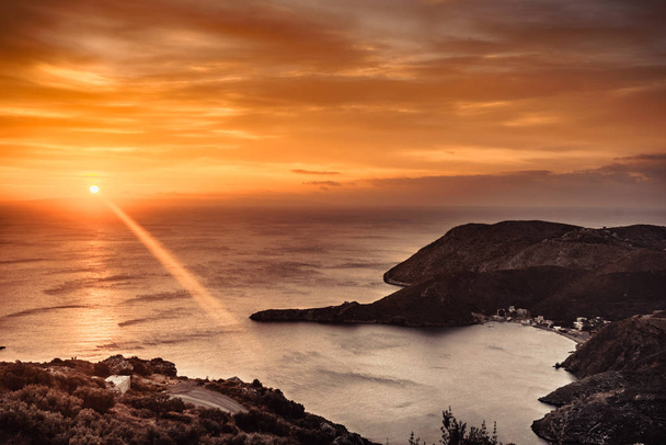 Greek coastline at early morning sun rising, Greece Peloponnese Mani. Beautiful landscape natural scenery. - 写真・画像
