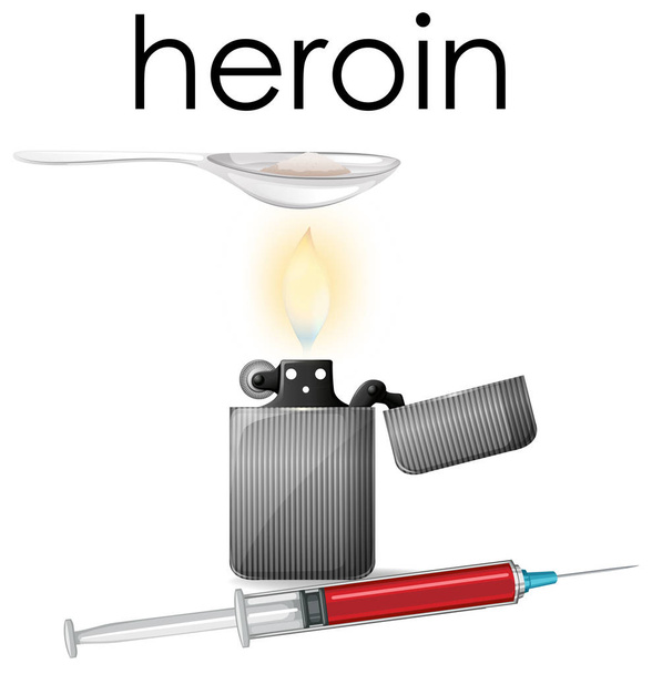 A Heroin, a háttér fehér illusztráció - Vektor, kép
