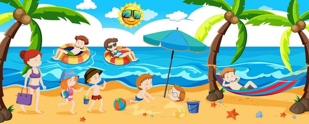 A Panorama View of Beach illustration - Vector, Image