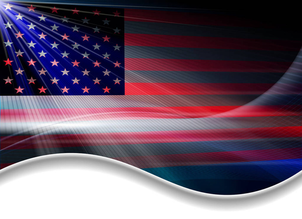 Fundo abstrato escuro com a bandeira dos EUA, raios de luz
, - Vetor, Imagem