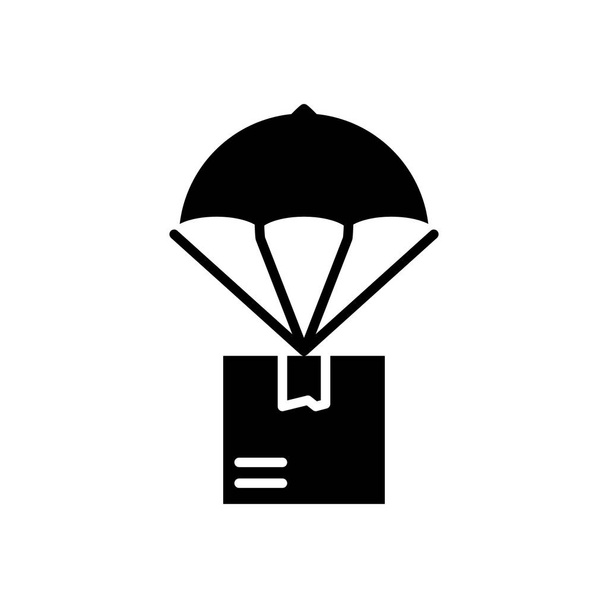 Air mail black icon concept. Air mail flat  vector symbol, sign, illustration. - Vector, Image