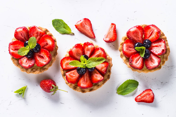 Strawberry tart on white. - Photo, Image