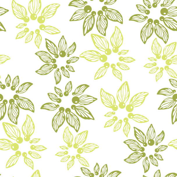 Seamless pattern vector for wallpaper and fabric textile with abstract herbal pattern of shapes of flowers and leaves with brads and lines in graphic design - Вектор, зображення