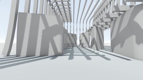 Latać do futurystyczny z pusty biały stojący przestronne wnętrze - Materiał filmowy, wideo