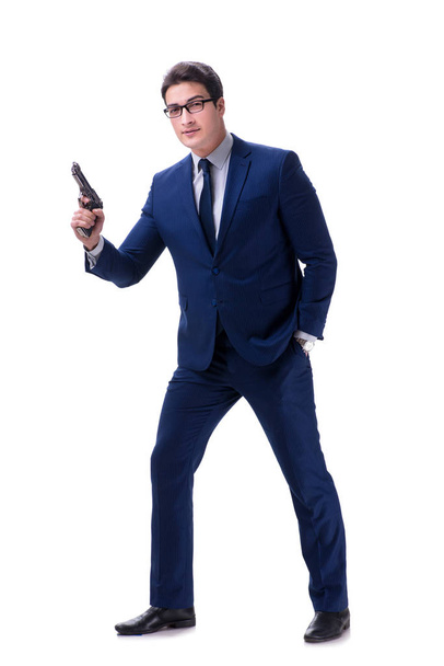 Businessman with gun isolated on white background - Fotó, kép