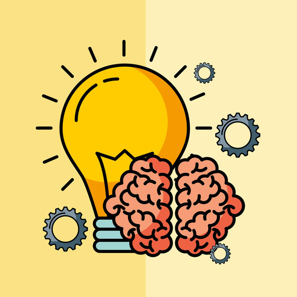 mózg twórczy idea żarówka innowacji - Wektor, obraz