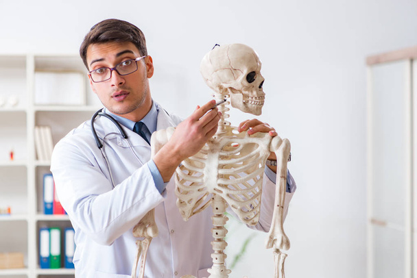 Γιονγκ αρσενικό γιατρό με σκελετό απομονώνονται σε λευκό - Φωτογραφία, εικόνα