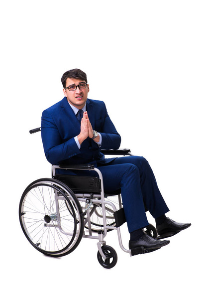 Geschäftsmann mit Rollstuhl isoliert auf weißem Hintergrund - Foto, Bild