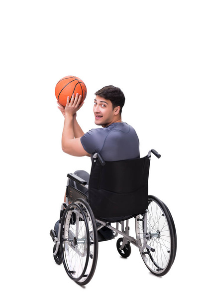 Joueur de basket-ball se rétablissant d'une blessure en fauteuil roulant
 - Photo, image