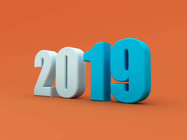      Nowy rok 2019 - 3d renderowanego obrazu  - Zdjęcie, obraz