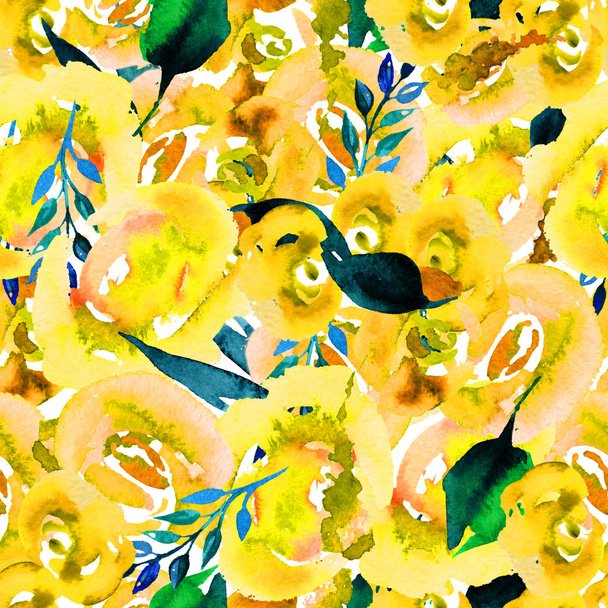 Padrão de repetição floral aquarela. Pode ser usado como uma impressão para tecido, fundo para convite de casamento
 - Foto, Imagem