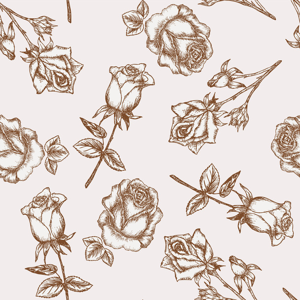 Seamless rose pattern - Wektor, obraz