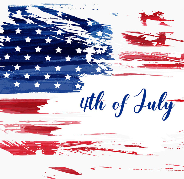Φόντο ημέρα ανεξαρτησίας των ΗΠΑ. Καλή 4η του Ιουλίου. Διάνυσμα αφηρημένο grunge σημαία με το κείμενο. Πρότυπο για οριζόντια banner, ευχετήρια κάρτα, πρόσκληση, αφίσα, φέιγ βολάν, κλπ. - Διάνυσμα, εικόνα