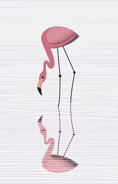 Elegantní růžový plameňák, vektor, minimalistický snímek - Vektor, obrázek