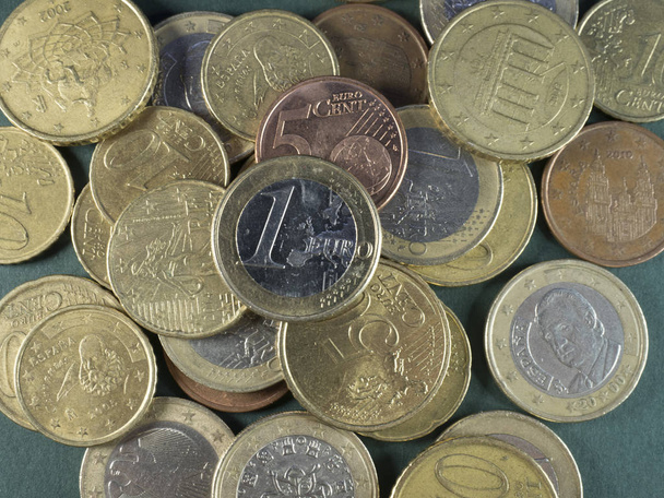 kilka losowych monet euro i centów - Zdjęcie, obraz