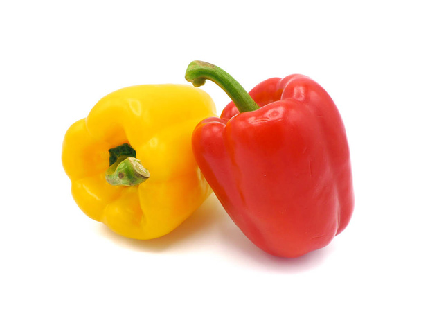 Fresh vegetables, red, yellow sweet peppers on white background. - Photo, Image