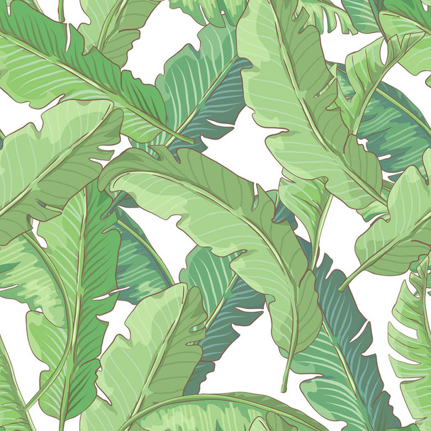 Tropical seamless pattern with palm leaves. Exotic vector background. - Wektor, obraz
