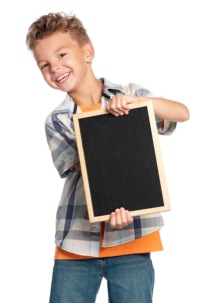 Boy with small blackboard - Foto, Imagen