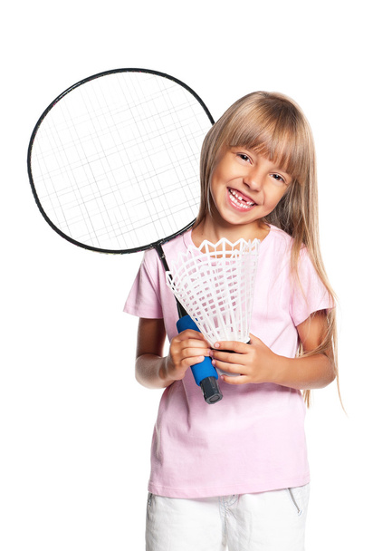 Little girl playing badminton - Fotografie, Obrázek
