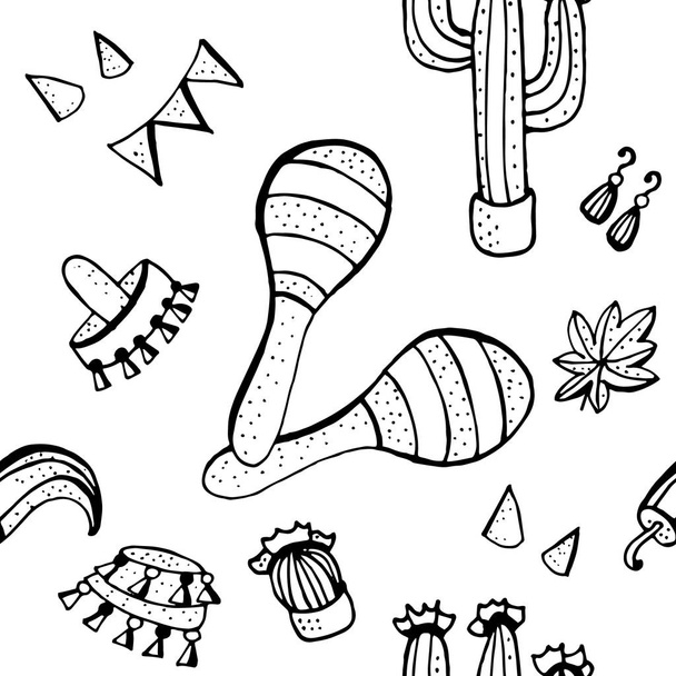 Мексиканські символи doodle візерунком.  - Вектор, зображення
