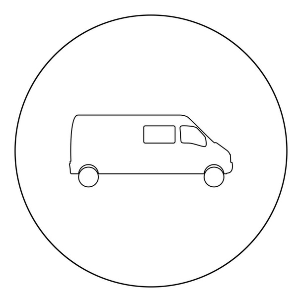 ミニバス アイコン黒のサークル ベクトル図に色 - ベクター画像