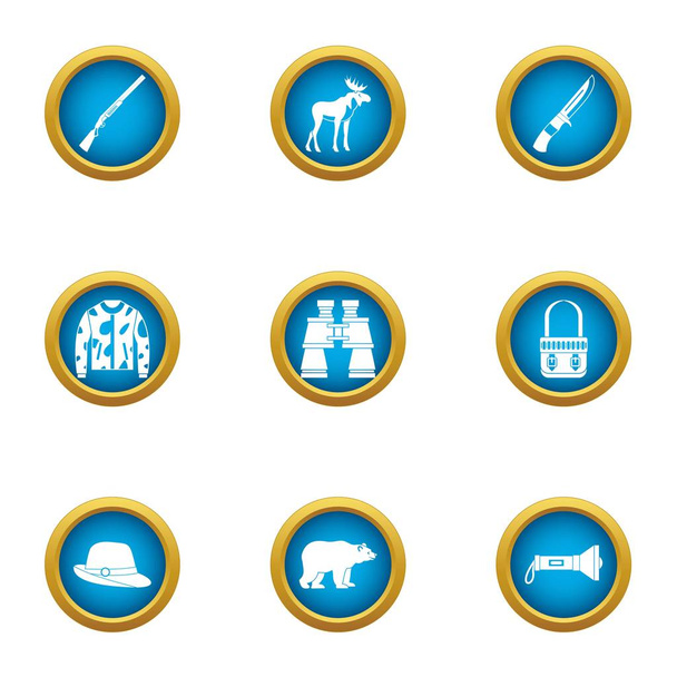 Experienced survivalist icons set, flat style - Vector, Image