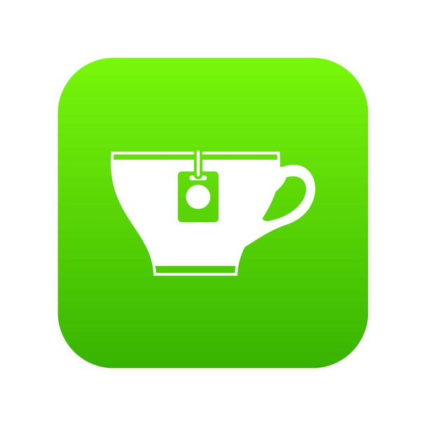 Cup with teabag icon digital green - Vecteur, image