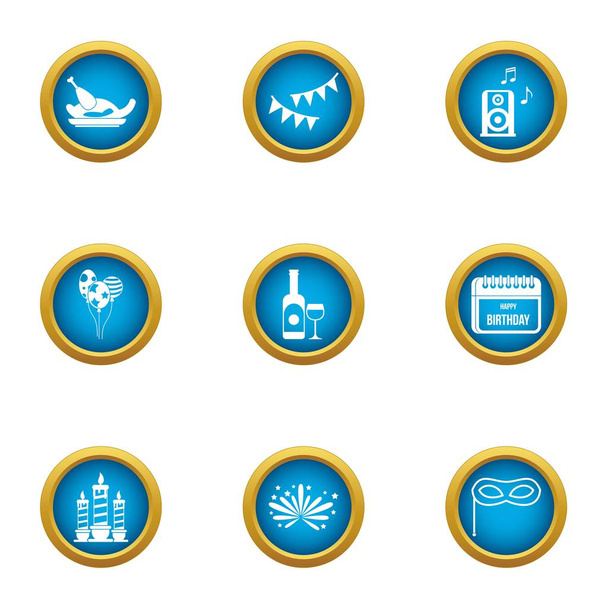 Rejoicing icons set, flat style - Vector, Image
