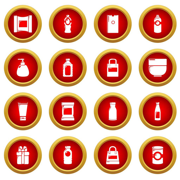 Packagiong store shop icons set, simple style - Vector, Image