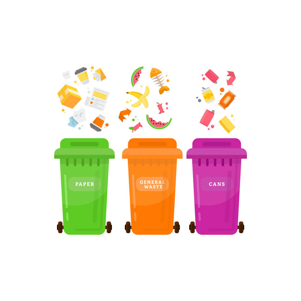 Ecología y residuos de plástico ecológico mundial
 - Vector, Imagen