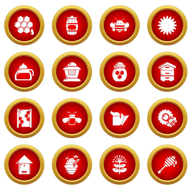 Apiary honey icons set, simple style - Διάνυσμα, εικόνα
