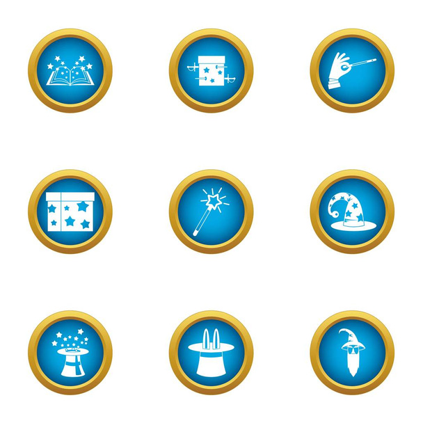 Magical world icons set, flat style - Vector, Image