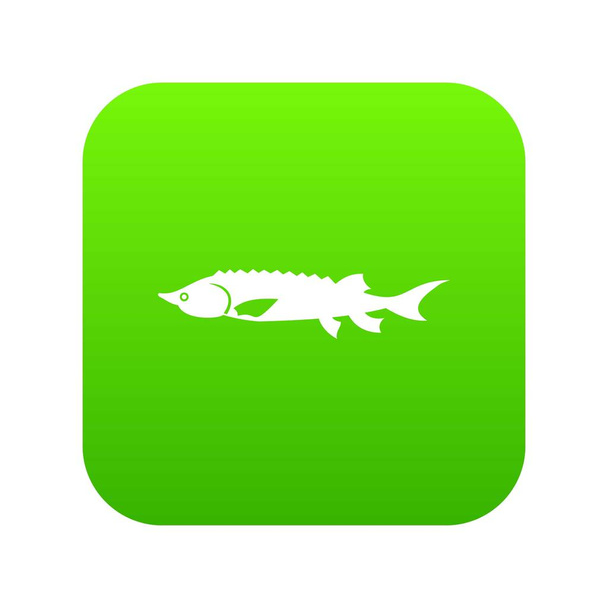Fresh sturgeon fish icon digital green - Vektor, kép