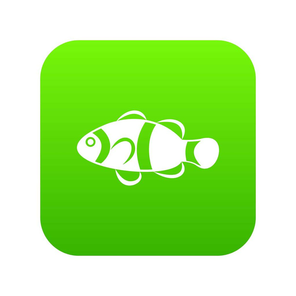 Ładny clown ryb ikona zielony cyfrowy - Wektor, obraz