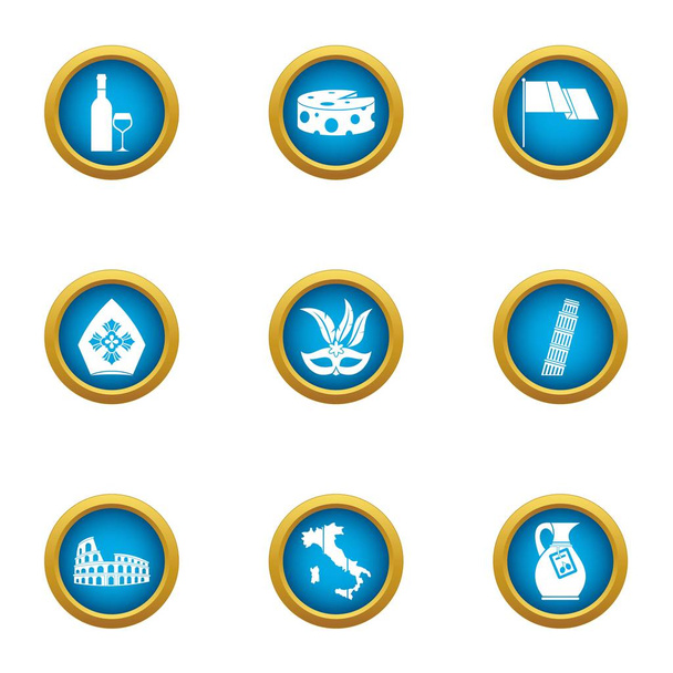 European peace icons set, flat style - Вектор,изображение