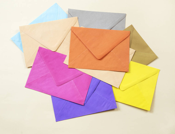 Pile of the colorful envelopes - Foto, Imagem