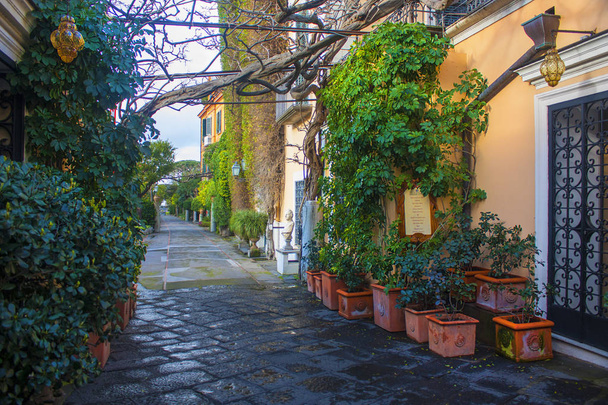 Sorrento, Italy - March 7, 2018: Cozy Italian courtyard in Sorrento - Photo, Image
