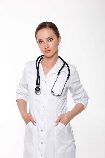 woman doctor with white coat - Fotoğraf, Görsel