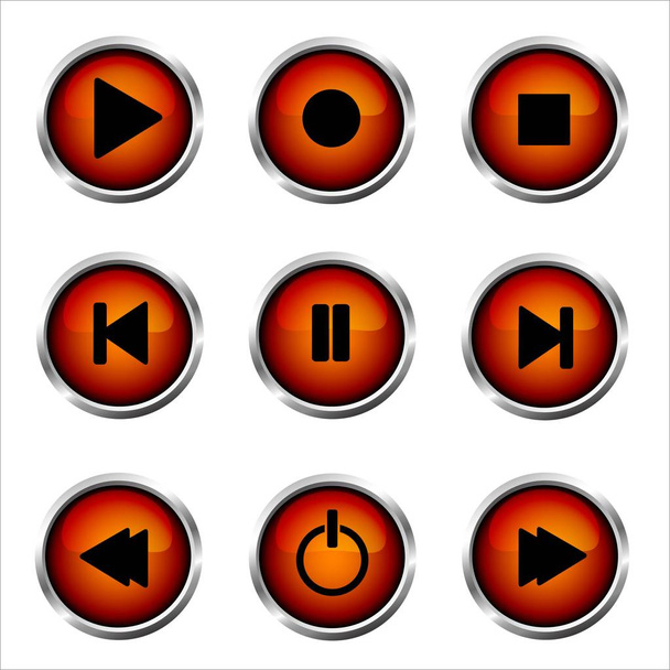 Set of media buttons - Vektori, kuva