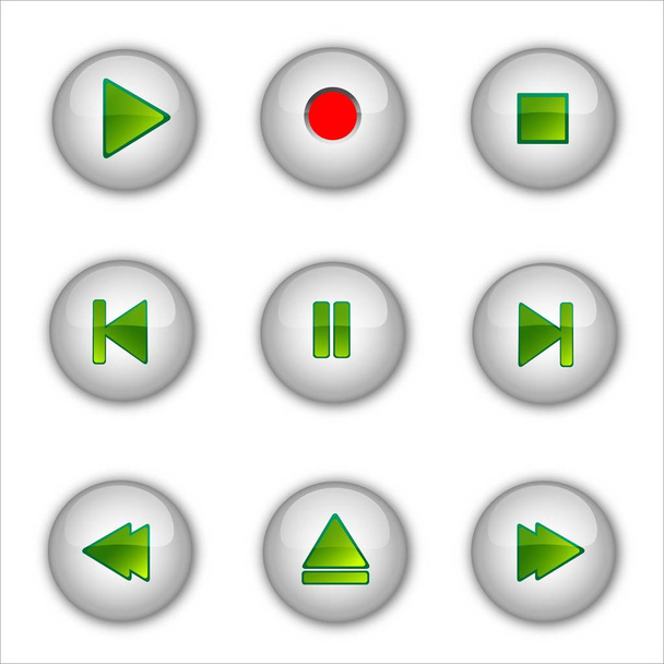 Set of media buttons - Vektör, Görsel