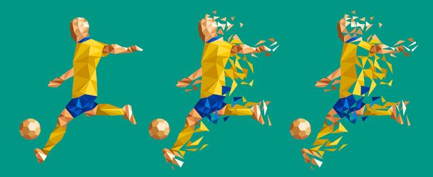 Vector εικονογράφηση ποδόσφαιρο ποδόσφαιρο player low-poly στυλ έννοια Αυστραλία κιτ ομοιόμορφο χρώμα  - Διάνυσμα, εικόνα
