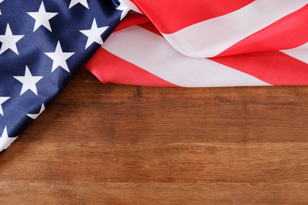 United States flag on wooden background copyspace - Photo, image