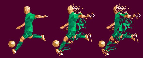 Vektor Illustration Fußballspieler Low-Poly-Stil Konzept Australien Kits einheitliche Farbe  - Vektor, Bild